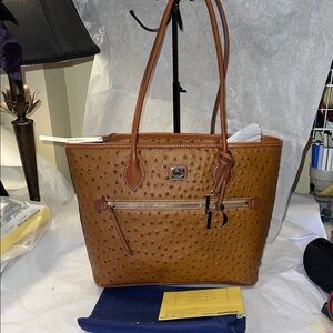 Dooney & Bourke Caramel Ostrich leather tote